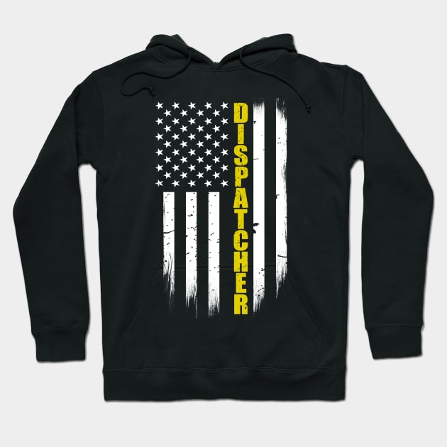 Dispatcher Thin Gold Line American Flag Hoodie by bluelinemotivation